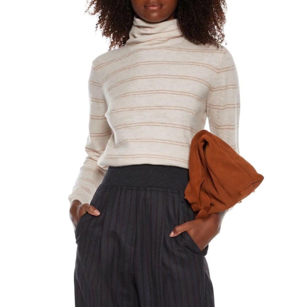 VINCE Striped cashmere turtleneck sweater